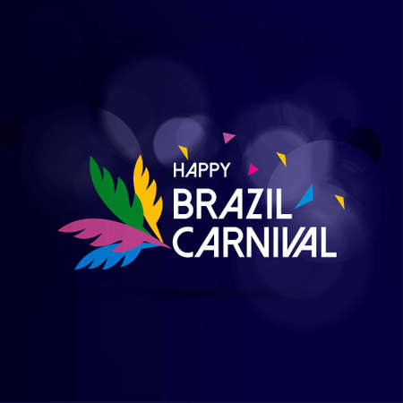 Happy Brazilian Carnival Day. carnival creative typography on blue background. For web design and application interface, also useful for infographics. Vector illustration.のイラスト素材