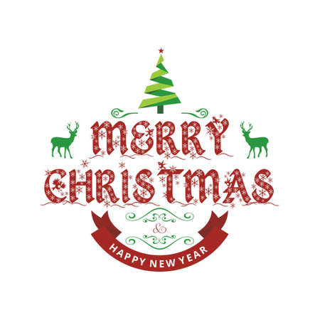 Christmas greetings card with light simple background christmas tree and dear.. For web design and application interface, also useful for infographics. Vector illustration.のイラスト素材