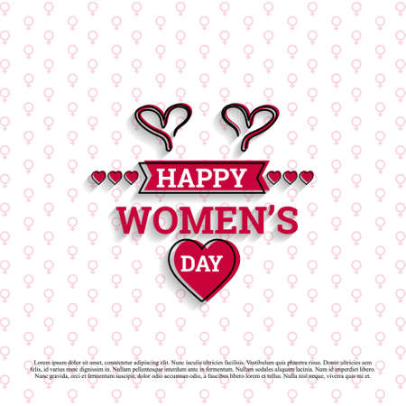 Happy Women's day card with white pattern background. For web design and application interface, also useful for infographics. Vector illustration.のイラスト素材