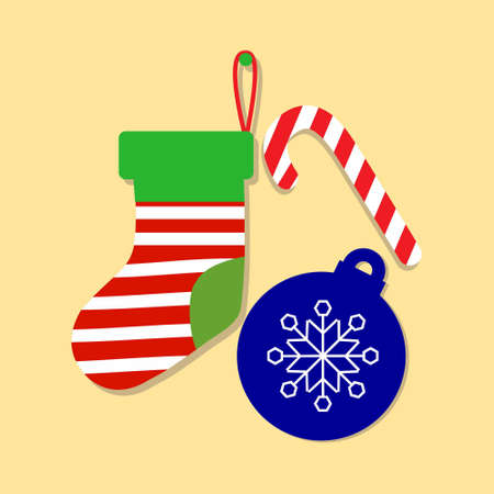 Christmas socks and candy vector. For web design and application interface, also useful for infographics. Vector illustration.のイラスト素材