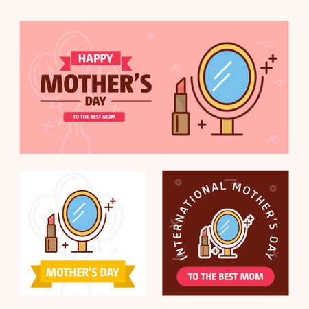 Mother's day card with women's  logo and pink theme vector. For web design and application interface, also useful for infographics. Vector illustration.のイラスト素材