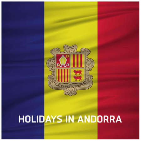 Andorra Independence Day Waving Flag. For web design and application interface, also useful for infographics. Vector illustration.のイラスト素材