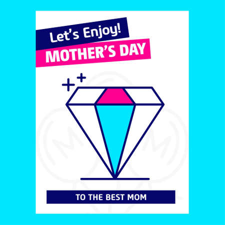 Happy Mother's day greetings card with unique design and blue theme vector. For web design and application interface, also useful for infographics. Vector illustration.のイラスト素材