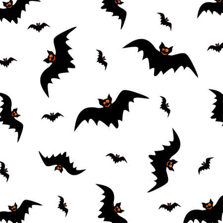Halloween seamless pattern swarm of black bat.. For web design and application interface, also useful for infographics. Vector illustration.のイラスト素材
