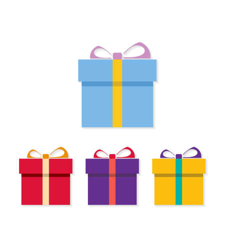 Chrismtas set of gift boxes vector. For web design and application interface, also useful for infographics. Vector illustration.のイラスト素材