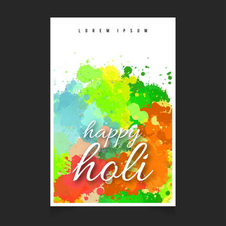 Happy Holi design card with unique style and typography. For web design and application interface, also useful for infographics. Vector illustration.のイラスト素材