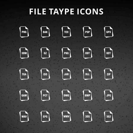 File Type Icons. For web design and application interface, also useful for infographics. Vector illustration.のイラスト素材