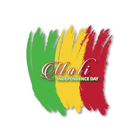 Mali Brush Stroke Flag with typography Independence Day. For web design and application interface, also useful for infographics. Vector illustration.のイラスト素材