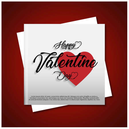 Happy Valentines day greetings card with red background. For web design and application interface, also useful for infographics. Vector illustration.のイラスト素材