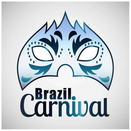 Happy Brazilian Carnival Day. Blue shade carnival mask with typography on grey background. For web design and application interface, also useful for infographics. Vector illustration.のイラスト素材