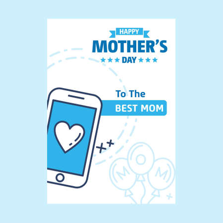 Lettering Happy Mothers Day. Hand-drawn card with flower.. For web design and application interface, also useful for infographics. Vector illustration.のイラスト素材