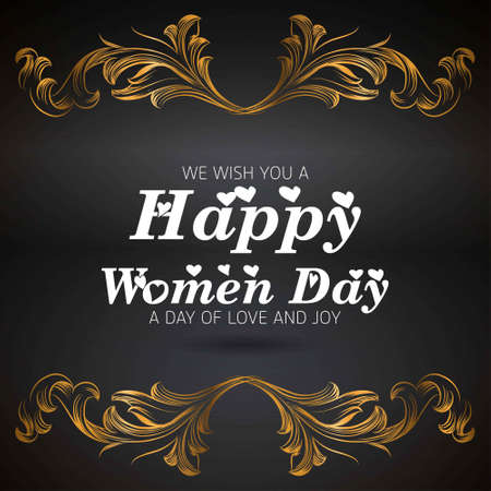 Wish you a happy women's day card with dark background. For web design and application interface, also useful for infographics. Vector illustration.のイラスト素材