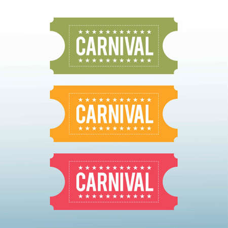 Happy Brazilian Carnival Day. Set of 3 carnival show tickets. For web design and application interface, also useful for infographics. Vector illustration.のイラスト素材