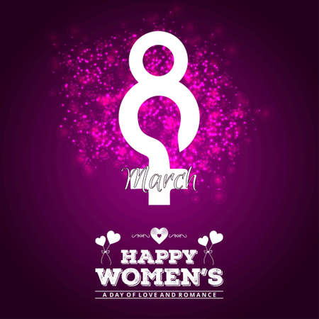 Happy Women's day typographic design with purple pattern background. For web design and application interface, also useful for infographics. Vector illustration.のイラスト素材