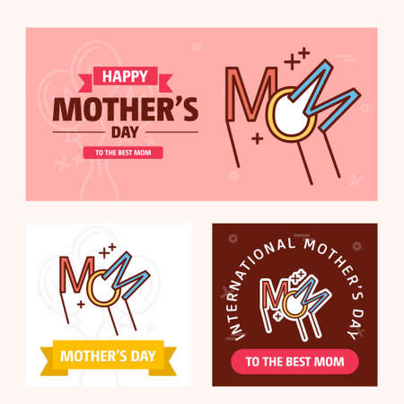 Mother's day card with creative logo and pink theme vector. For web design and application interface, also useful for infographics. Vector illustration.のイラスト素材