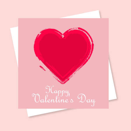 Happy Valentine's day card with heart and pink background. For web design and application interface, also useful for infographics. Vector illustration.のイラスト素材