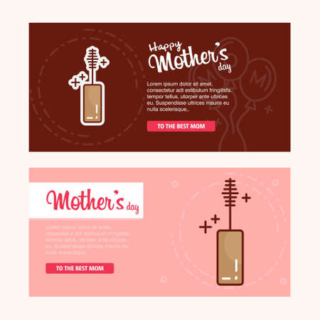 Mother's day card with maskara logo and pink theme vector. For web design and application interface, also useful for infographics. Vector illustration.のイラスト素材