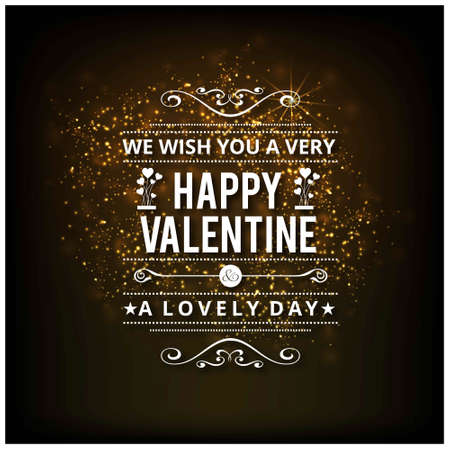 Happy Valentine's day card with dark background. For web design and application interface, also useful for infographics. Vector illustration.のイラスト素材