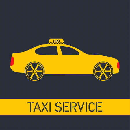 Taxi Icon. Taxi Service. Yellow Taxi Car. Grey Background. For web design and application interface, also useful for infographics. Vector illustration.のイラスト素材