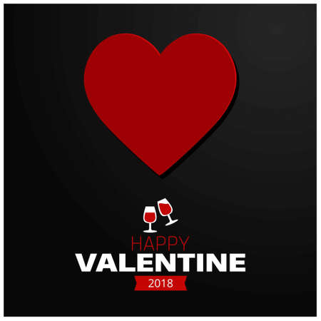 Happy Valentine's day card with dark background. For web design and application interface, also useful for infographics. Vector illustration.のイラスト素材