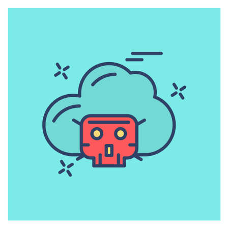 Cyber security creative colored icon with blue background. For web design and application interface,...