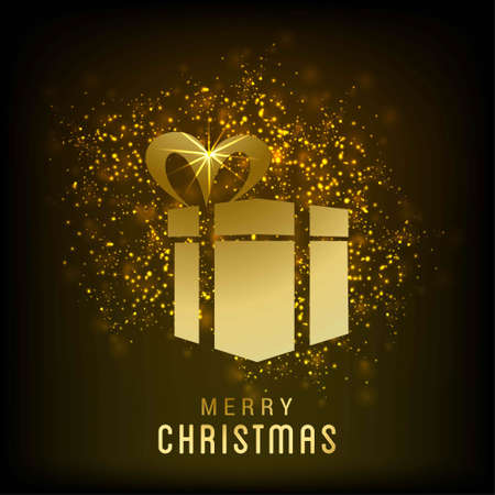 Christmas card with gift box glitters. For web design and application interface, also useful for infographics. Vector illustration.のイラスト素材