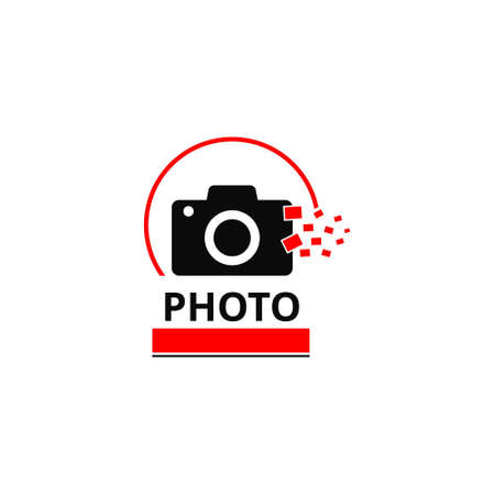 Vector Black and Red Icon for Photographer. For web design and application interface, also useful for infographics. Vector illustration.のイラスト素材