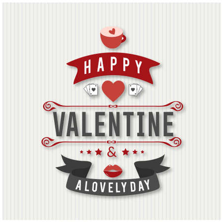 Happy Valentine's a day card with white background. For web design and application interface, also useful for infographics. Vector illustration.のイラスト素材