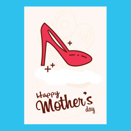Happy Mothers's Day Typographical Design Card With Red Background. For web design and application interface, also useful for infographics. Vector illustration.のイラスト素材