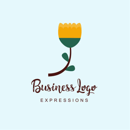 Flowers business logo with typography and light background vector. For web design and application interface, also useful for infographics. Vector illustration.のイラスト素材