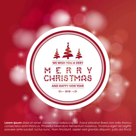 Christmas greetings card with christmas tree, ball with red background.. For web design and application interface, also useful for infographics. Vector illustration.のイラスト素材
