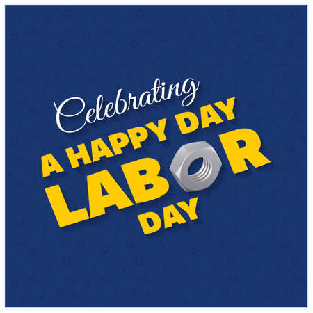 Happy Labor Day Beautiful Typography on a Blue Patterened Background. For web design and application interface, also useful for infographics. Vector illustration.のイラスト素材