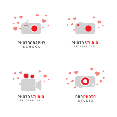 Camera logo design with typography vectorのイラスト素材