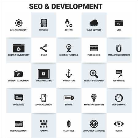 Seo and Development icons set vectorのイラスト素材