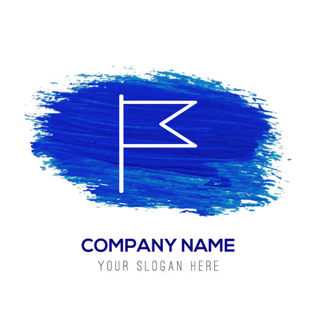 Flag mark icon - Blue watercolor backgroundのイラスト素材