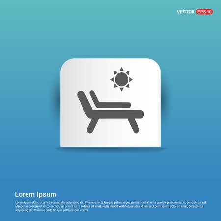Sun bathe on the chaise longue with umbrella Icon - Blue Sticker buttonのイラスト素材