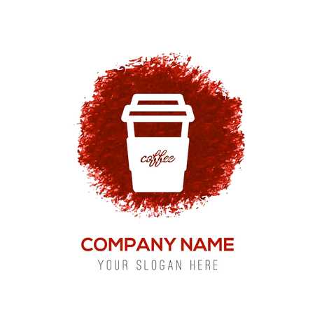 Coffee cup icon - Red WaterColor Circle Splashのイラスト素材