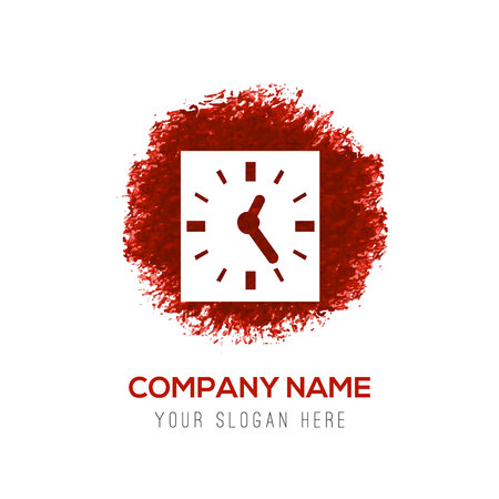 Clock Icon - Red WaterColor Circle Splashのイラスト素材