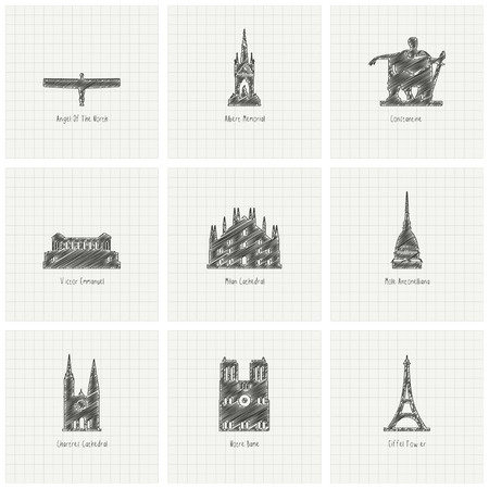World famous landmarks design vectorのイラスト素材