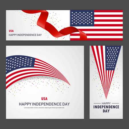 Happy United States of America independence day Banner and Background Setのイラスト素材
