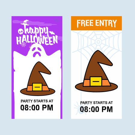 Happy Halloween invitation design with hat vectorのイラスト素材