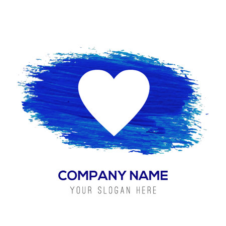 love heart icon - Blue watercolor backgroundのイラスト素材