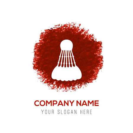 Shuttlecock Icon - Red WaterColor Circle Splashのイラスト素材