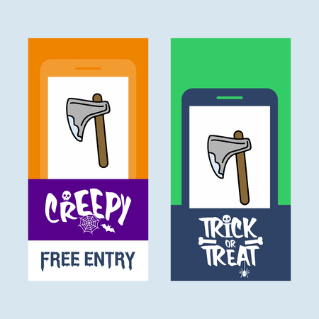 Happy Halloween invitation design with axe vectorのイラスト素材