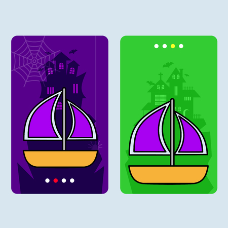 Happy Halloween invitation design with boat vectorのイラスト素材