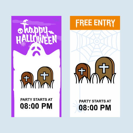Happy Halloween invitation design with grave vectorのイラスト素材