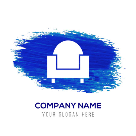 Sofa Icon - Blue watercolor backgroundのイラスト素材