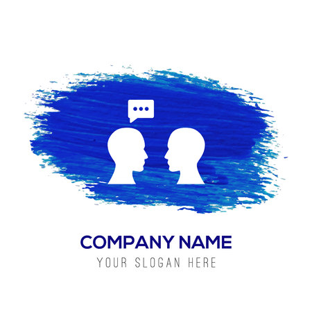 Speech bubble icon - Blue watercolor backgroundのイラスト素材