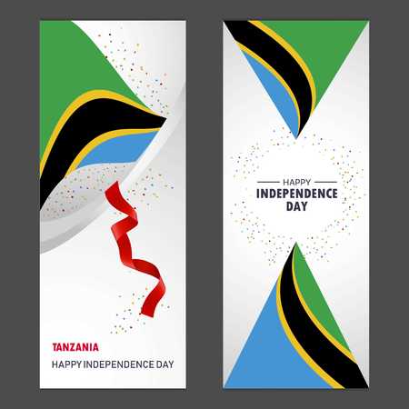 Tanzania Happy independence day Confetti Celebration Background Vertical Banner setのイラスト素材