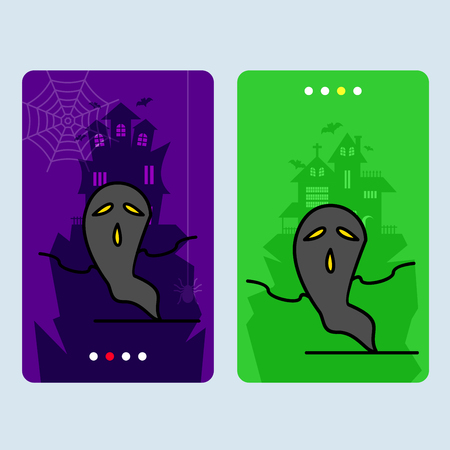 Happy Halloween invitation design with ghost vectorのイラスト素材